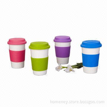 Ceramic mugs with silicone lid and grip